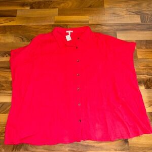 Maurice's Women's 4X Button Down Top Blouse Shirt Red Oversized Plus Size NWT